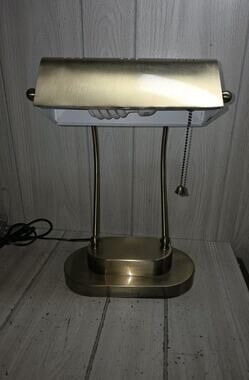 Vintage Brass Bankers Lamp MCM Contemporary Industrial Adjustable Regency French